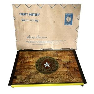 Vintage 1970s Party Hostess Warm-O-Tray State of Texas Original Box - Works